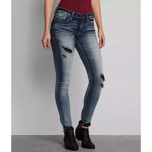 Fit No. 53 Skinny Stretch Jean Buckle Black Blue Denim Womens Jeans Size 27x32